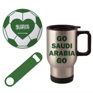 Go Saudi Arabia Go Travel Mug with Ornament and Bottle Opener buy at ThingsEngraved Canada