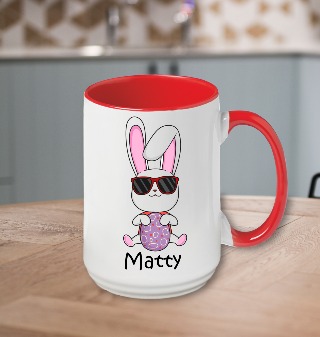 Easter Bunny Ceramic Mug 15 oz 1 Red Handle