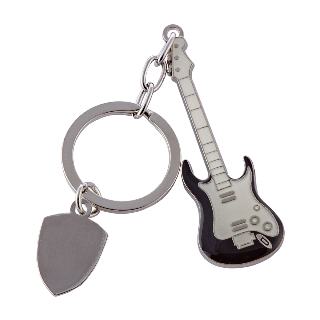 Guitar Keychain with Custom Engraving on the Guitar Pick buy at ThingsEngraved Canada