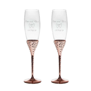Rose Gold Champagne Flute Set buy at ThingsEngraved Canada