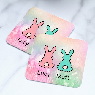 Easter Coaster with Two Bunnies
