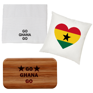 Go Ghana Go  Towel, Pillow, and Cutting Board Set