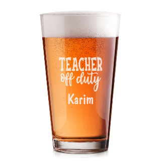 Custom Engraved Teacher Off Duty Beer Glass