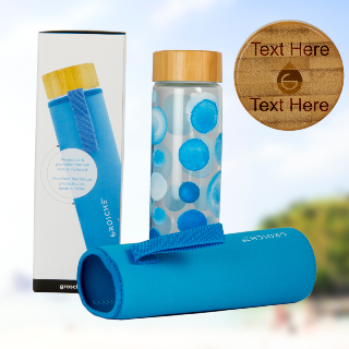 GROSCHE Venice Glass Water Bottle - Blue Water Color buy at ThingsEngraved Canada