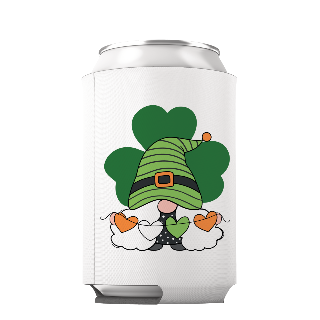 Can Cooler St. Patrick's Day Gnome with Paper Hearts