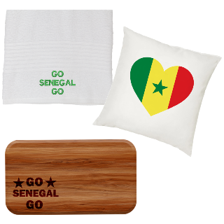 Go Senegal Go Towel, Pillow, and Cutting Board Set
