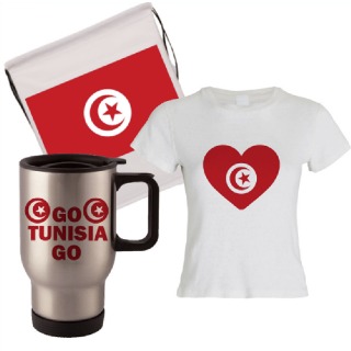 Go Tunisia Go Travel Mug, Drawstring Bag, and T-Shirt Set for Her buy at ThingsEngraved Canada