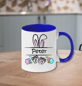 Custom Name Easter Ceramic Mug 11oz Cobalt Handle