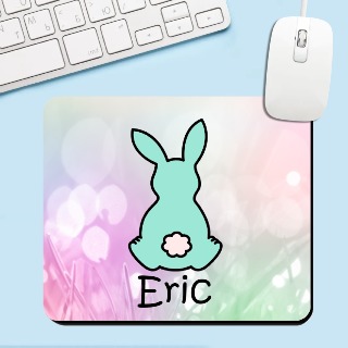 Easter Mouse Pad with One Bunny - Teal buy at ThingsEngraved Canada