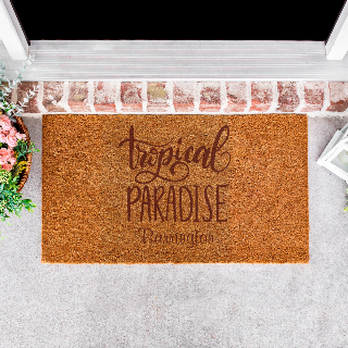 Tropical Paradise Welcome Mat buy at ThingsEngraved Canada