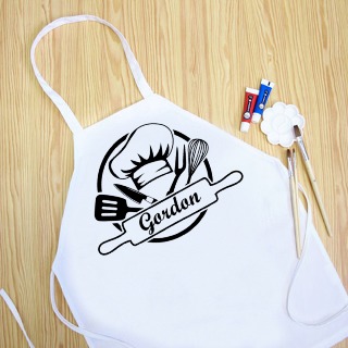 Personalized Youth Apron 2 WHITE Polyester 18.5"x24"