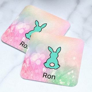 Easter Coaster with One Bunny - teal