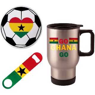 Go Ghana Go  Travel Mug with Ornament and Bottle Opener buy at ThingsEngraved Canada