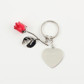 Porte-clés Rose Rouge avec Coeur Personnalisé buy at ThingsEngraved Canada