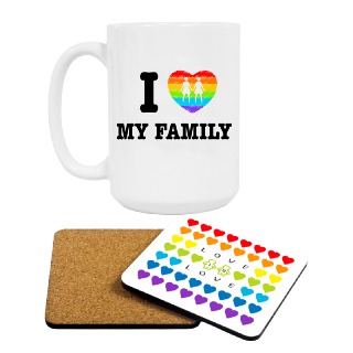 Lesbian Proud Family Set of Mug and a Coaster buy at ThingsEngraved Canada