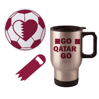 Go Qatar Go Travel Mug with Ornament and Bottle Opener