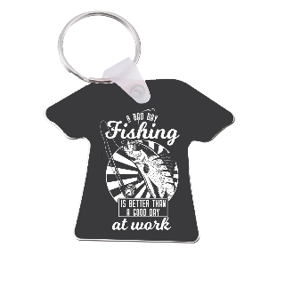 Custom A Bad Day Fishing is Better than a Good Day at Work T-shirt Keyring BLK