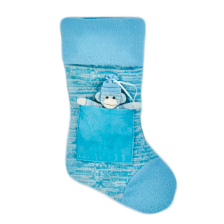Blue sock monkey stocking buy at ThingsEngraved Canada