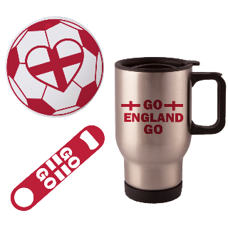 Go England Go Travel Mug with Ornament and Bottle Opener buy at ThingsEngraved Canada