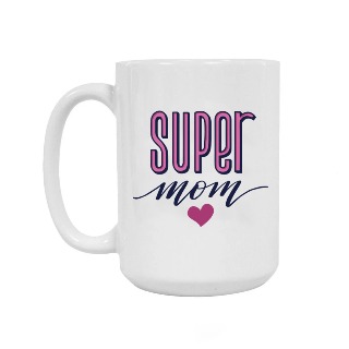 Personalized Ceramic Mug 15oz for Super Mom buy at ThingsEngraved Canada