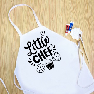 Little Chef 1 Youth Apron WHITE Polyester 18.5"x24"