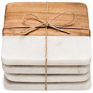 Marble and Wood Coasters with Custom Engraving buy at ThingsEngraved Canada