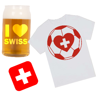 Go Switzerland Go T Shirt, Beer Glass, and Square Coaster Set buy at ThingsEngraved Canada