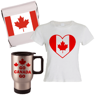 Go Canada Go Travel Mug, Drawstring Bag, and T-Shirt Set for Her buy at ThingsEngraved Canada