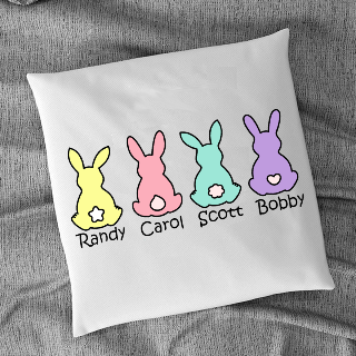 Four Easter Bunnies Square Cushion with Filling