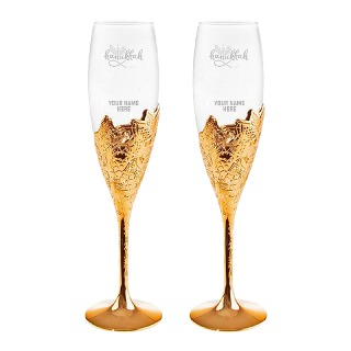 Hanukkah Gold Leaf Champagne Glass - Set of 2