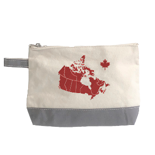 Canvas Makeup Bag with Canada Map Embroidery