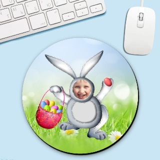 Grey Easter Bunny Circle Mouse Pad buy at ThingsEngraved Canada