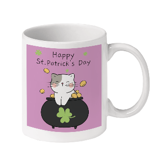 Happy St. Patrick's Day Kitty in a Pot of Gold Mug