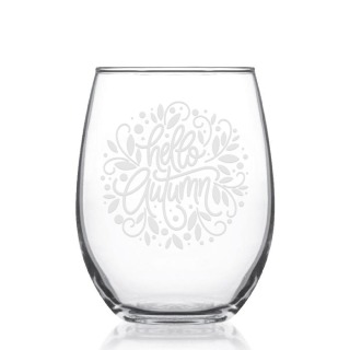 Hello Autumn Stemless Wine Glass buy at ThingsEngraved Canada