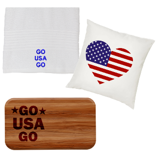 Go USA Go Towel, Pillow, and Cutting Board Set buy at ThingsEngraved Canada