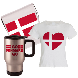 Go Denmark Go Travel Mug, Drawstring Bag, and T-Shirt Set for Her