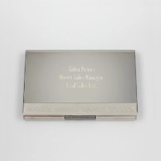 Personalized Gunmetal Gray Business Card Case buy at ThingsEngraved Canada