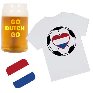 Go Netherlands Go T Shirt, Beer Glass, and Square Coaster Set