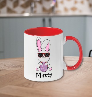 Easter Bunny Ceramic Mug 11oz 1 Red Handle