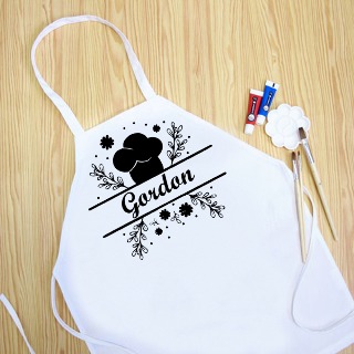 Personalized Youth Apron 1 WHITE Polyester 18.5"x24"