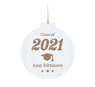 Custom Engraved Class of 2021 Round Ornament