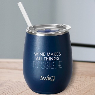 Swig Personalized 14oz Wine Cup Matte Navy Finish buy at ThingsEngraved Canada