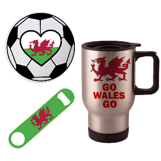 Go Wales Go Travel Mug with Ornament and Bottle Opener
