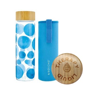 GROSCHE Venice Glass Water Bottle - Blue Water Color buy at ThingsEngraved Canada