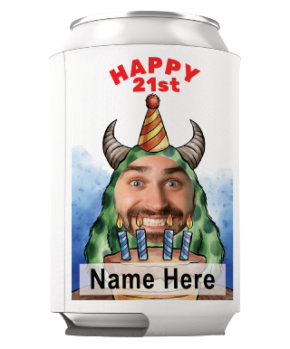 Can Cooler Happy 21st Birthday with custom photo.