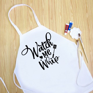 Watch Me Whip Youth Apron WHITE Polyester 18.5"x24" buy at ThingsEngraved Canada