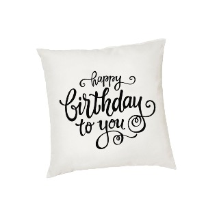 Cushion Cover Cursive Happy Birthday buy at ThingsEngraved Canada
