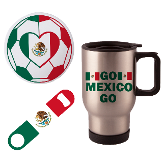 Go Mexico Go Travel Mug with Ornament and Bottle Opener