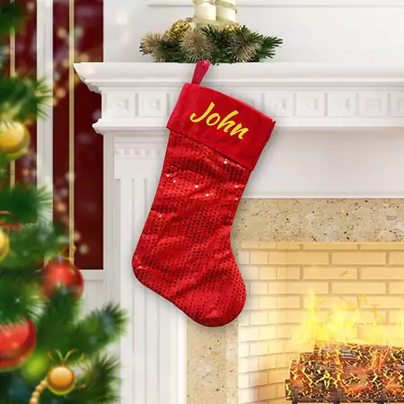 Custom  Red Sequin Stocking - Bloomex VIP buy at ThingsEngraved Canada