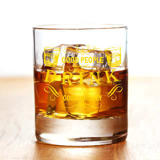 Funny Quotes Heavy Base Rocks Glass 11oz with Gold Engraving